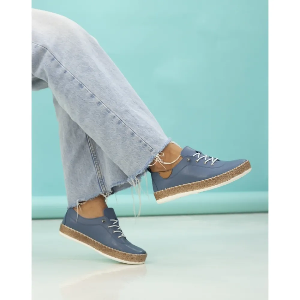 Pumps | Flats-Lunar Shoes Evie Mid Blue Leather Plimsoll