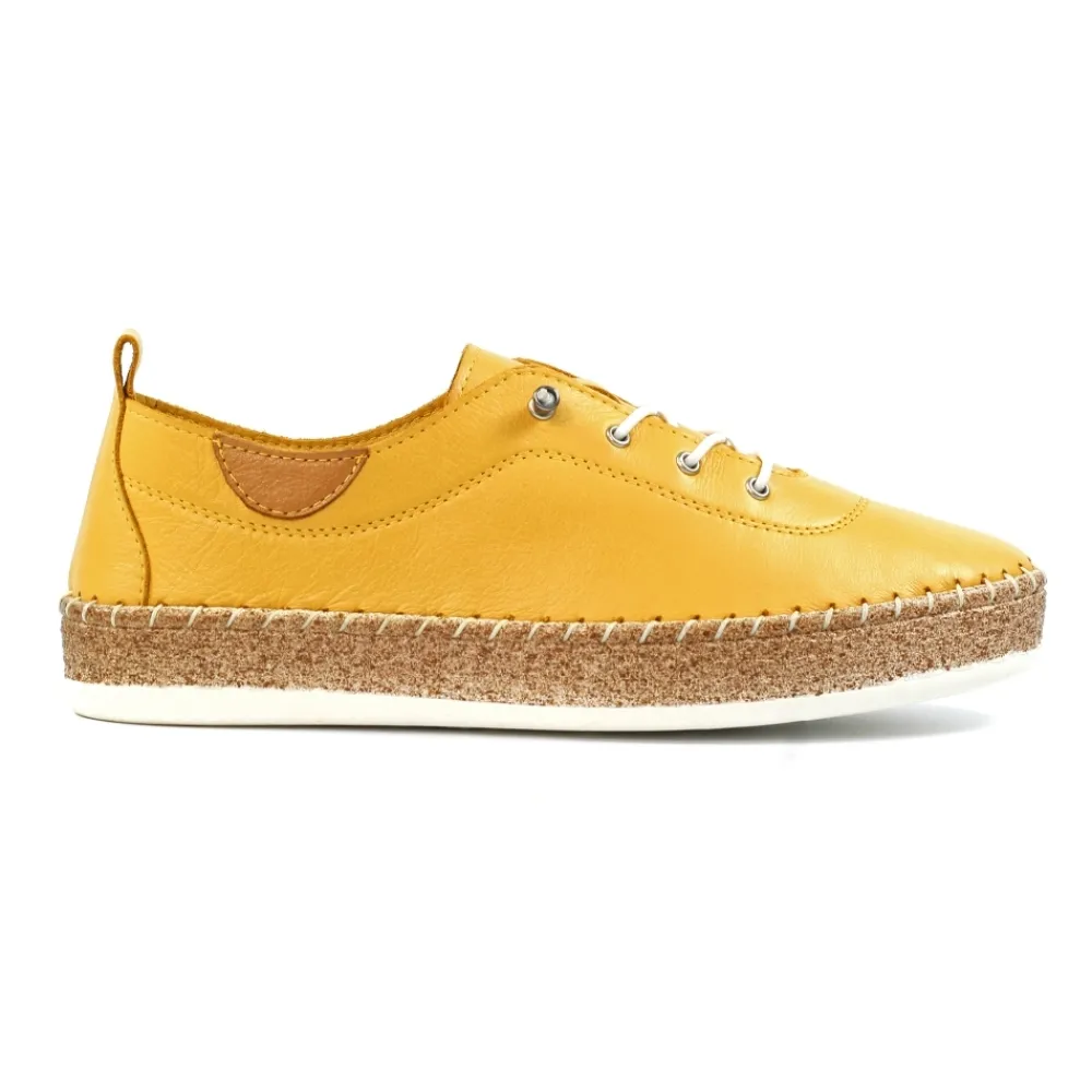 Pumps | Flats-Lunar Shoes Evie Mustard Leather Plimsoll