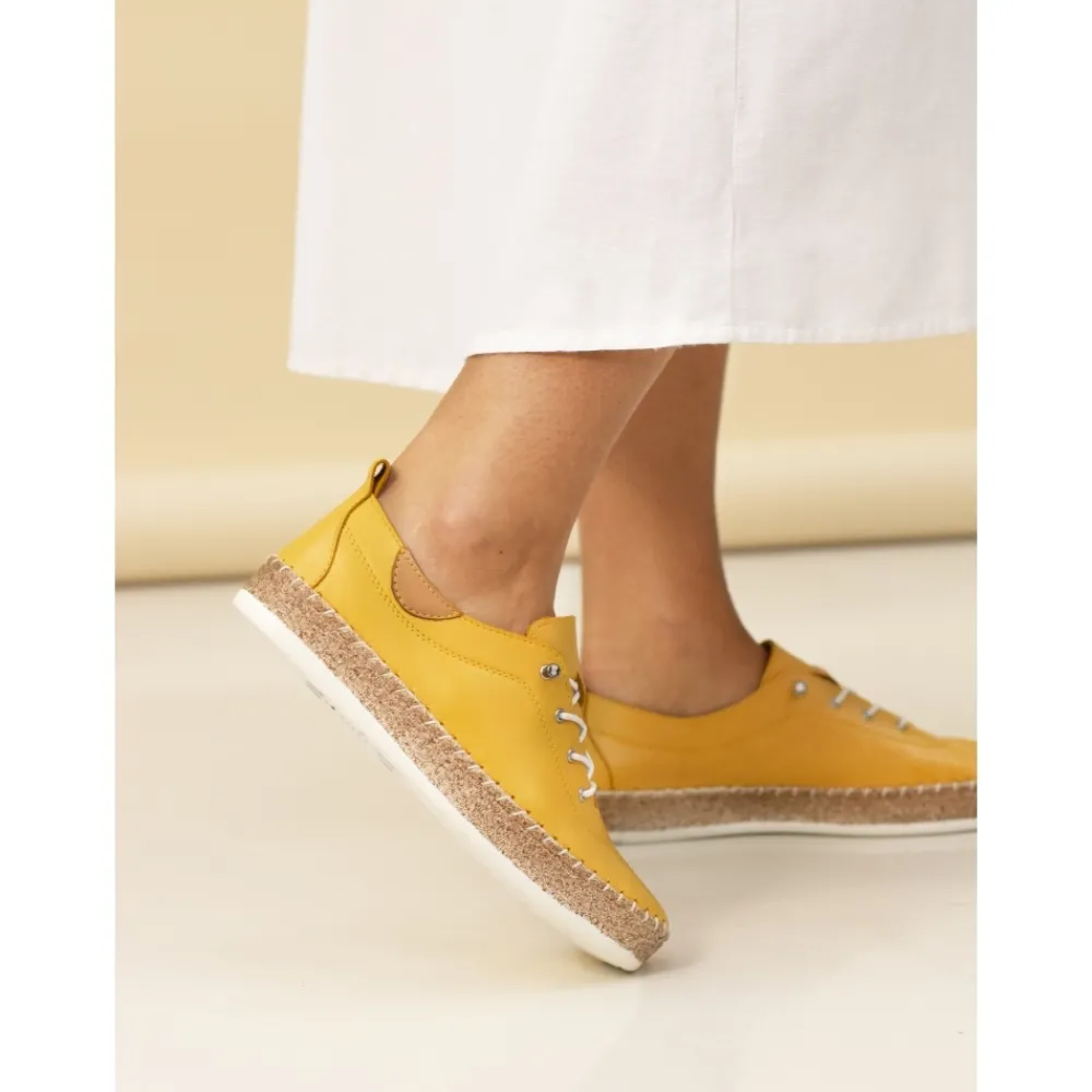 Pumps | Flats-Lunar Shoes Evie Mustard Leather Plimsoll