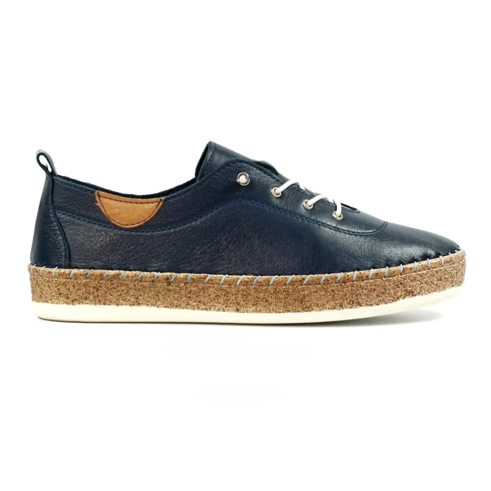 Pumps | Flats-Lunar Shoes Evie Navy Leather Plimsoll