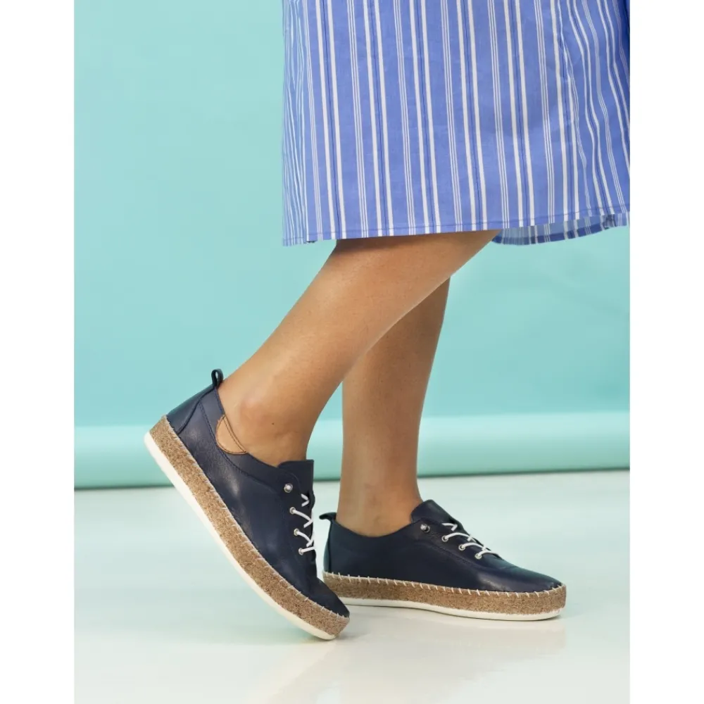 Pumps | Flats-Lunar Shoes Evie Navy Leather Plimsoll