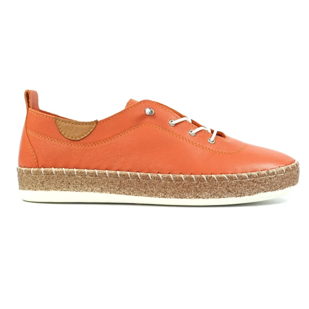 Pumps | Flats-Lunar Shoes Evie Orange Leather Plimsoll