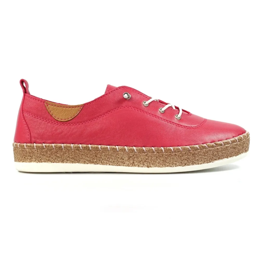 Pumps | Flats-Lunar Shoes Evie Raspberry Leather Plimsoll