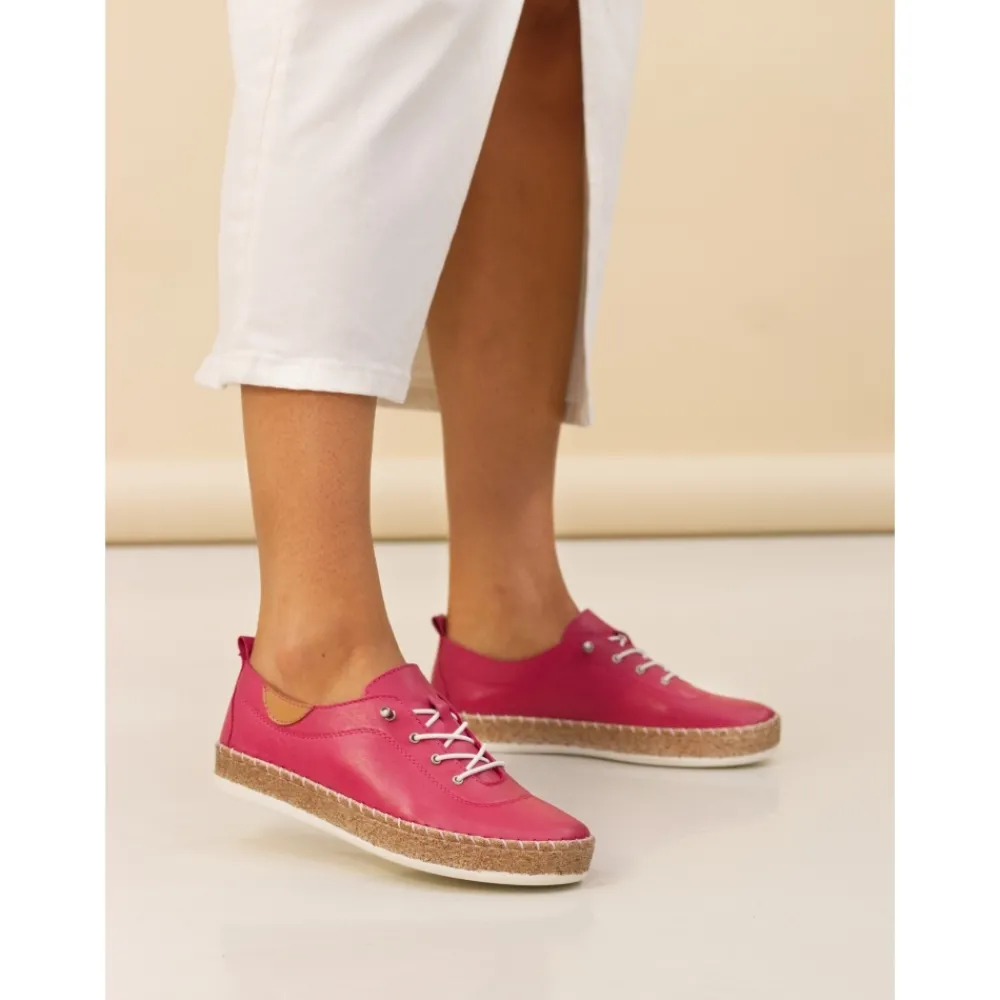 Pumps | Flats-Lunar Shoes Evie Raspberry Leather Plimsoll