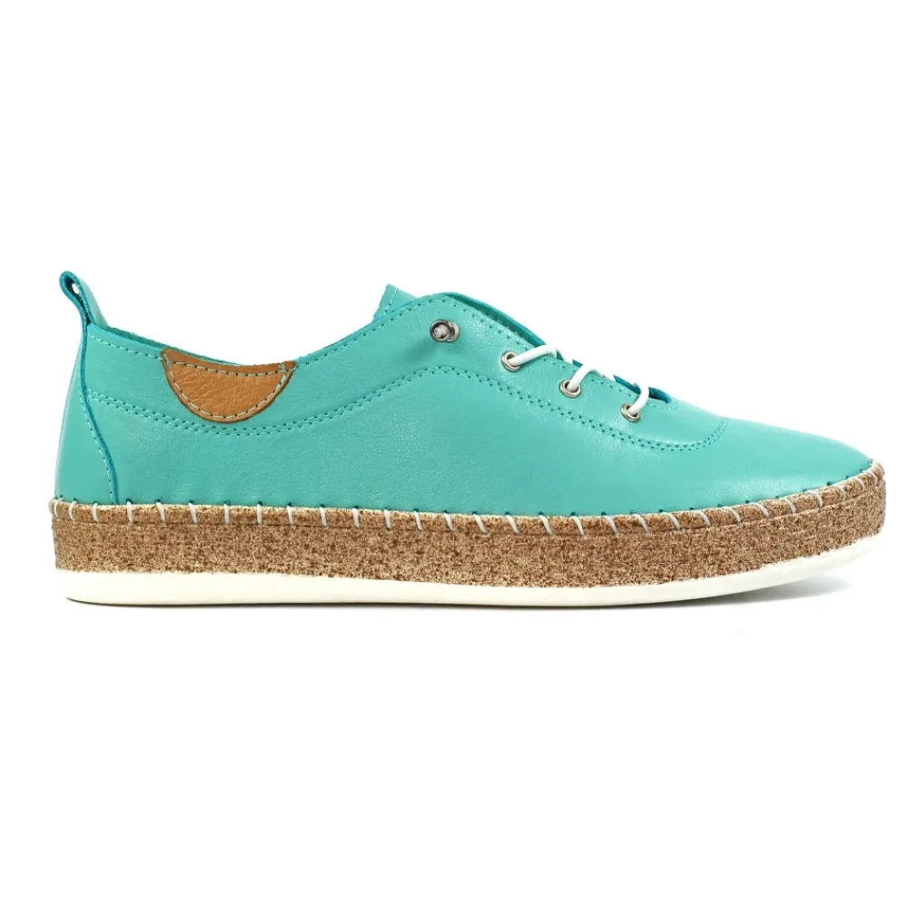 Pumps | Flats-Lunar Shoes Evie Turquoise Leather Plimsoll