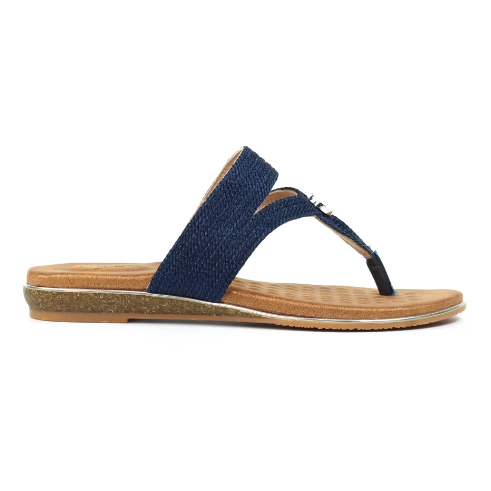 Toe Post-Lunar Shoes Ezra Navy Sandal