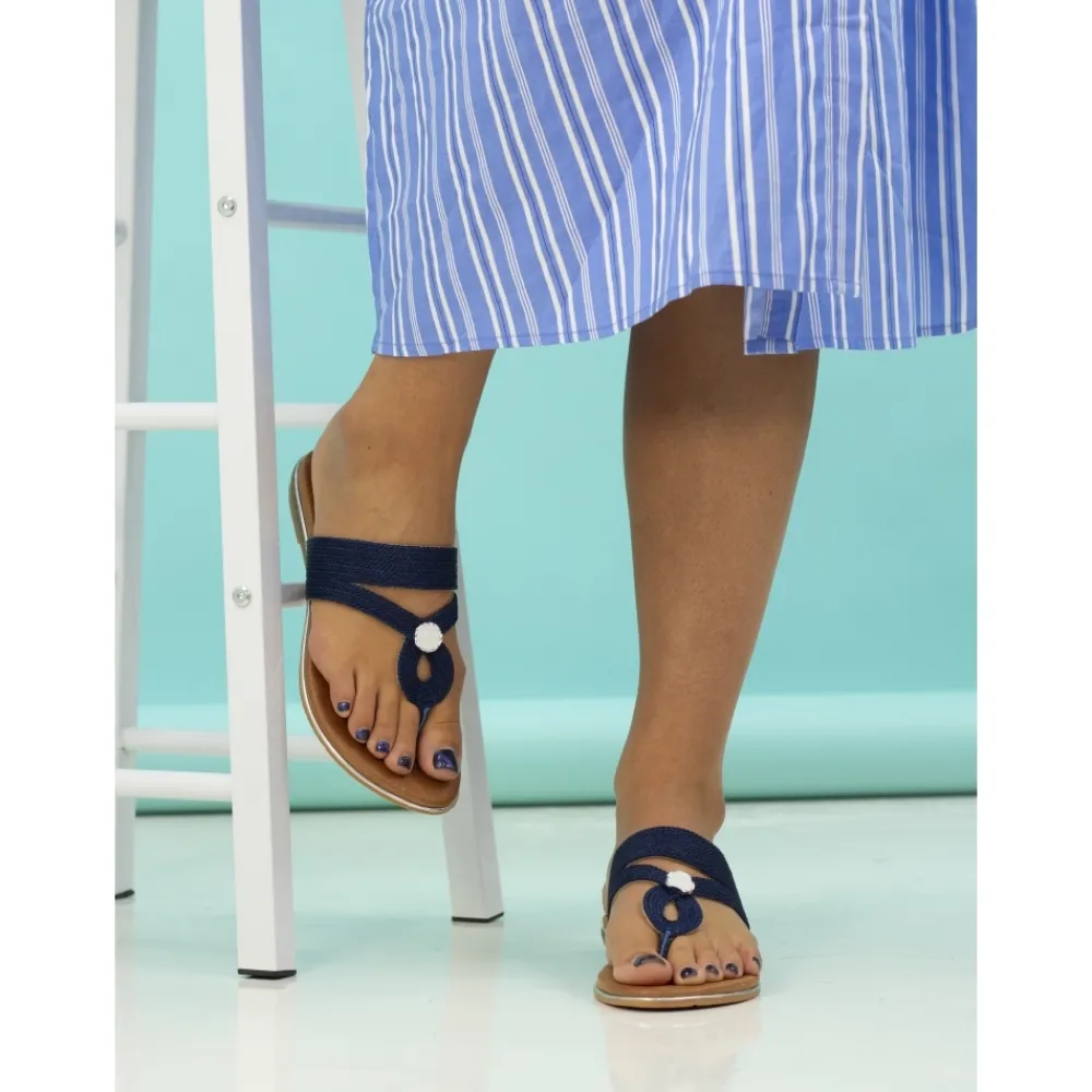 Toe Post-Lunar Shoes Ezra Navy Sandal