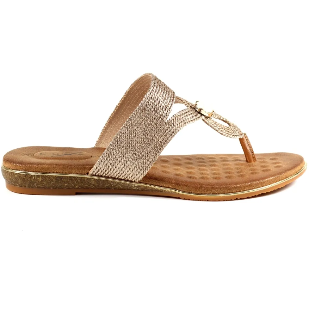 Toe Post-Lunar Shoes Ezra Rose Gold Sandal