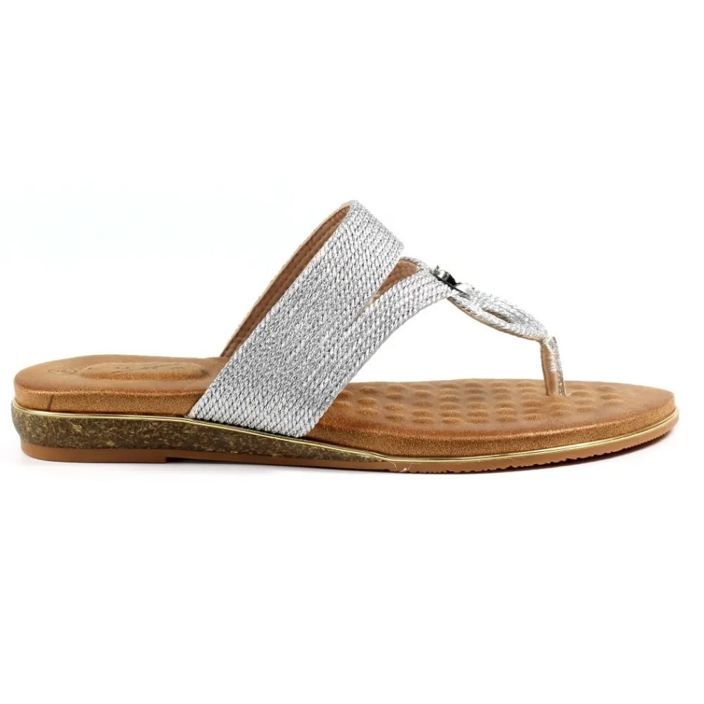 Toe Post-Lunar Shoes Ezra Silver Sandal