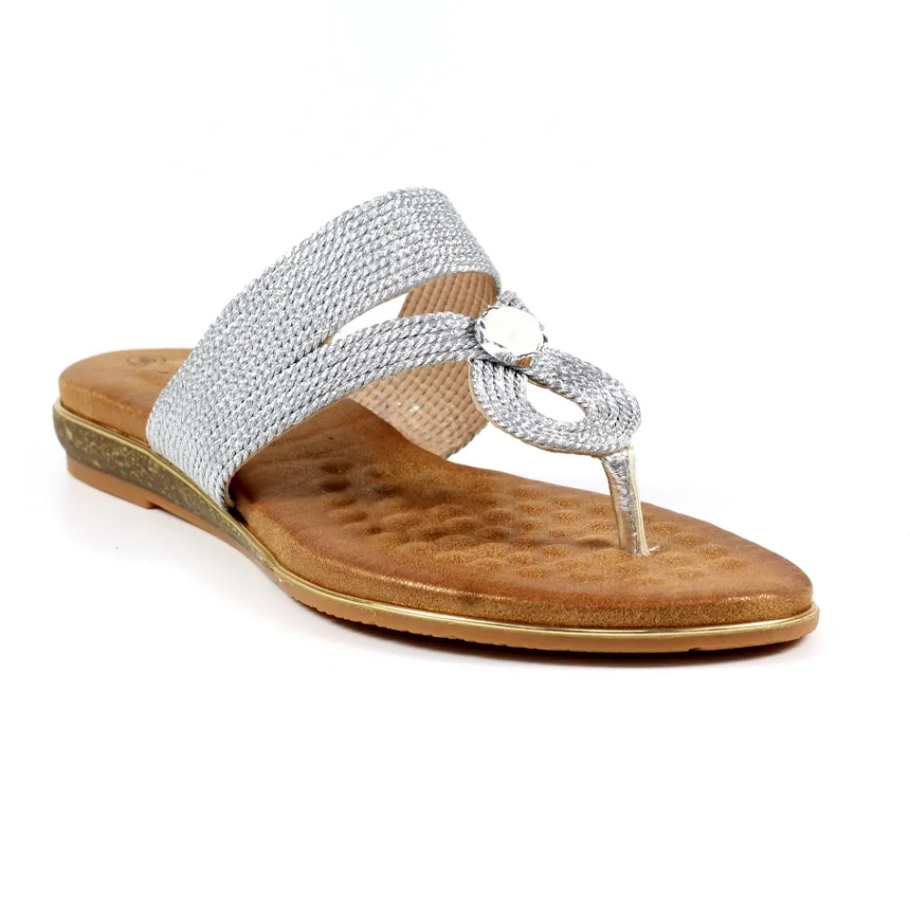 Toe Post-Lunar Shoes Ezra Silver Sandal