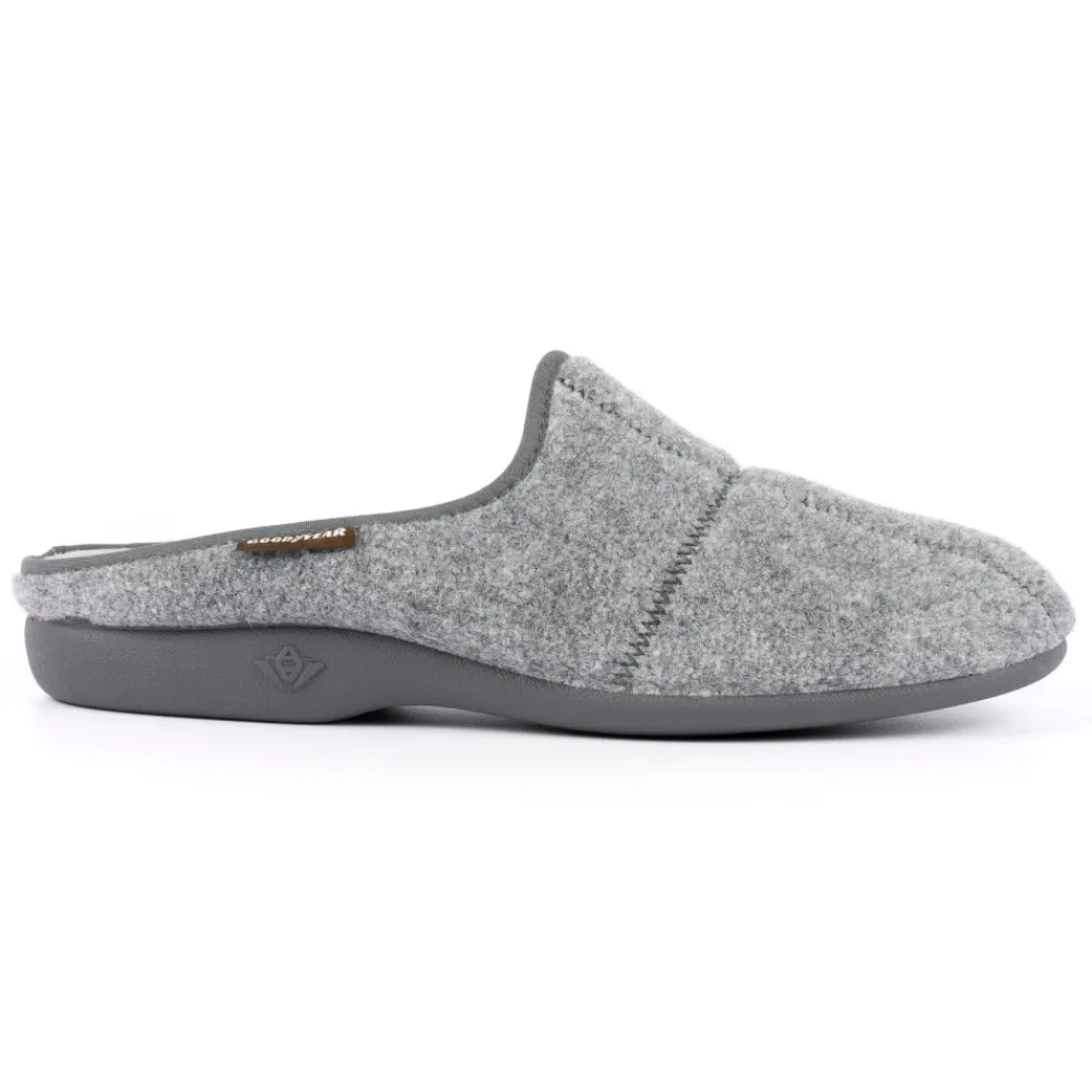 Mens Slippers-Lunar Shoes Fiasco Light Grey Mule Slipper