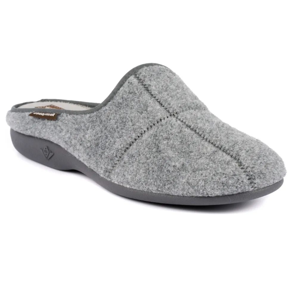 Mens Slippers-Lunar Shoes Fiasco Light Grey Mule Slipper