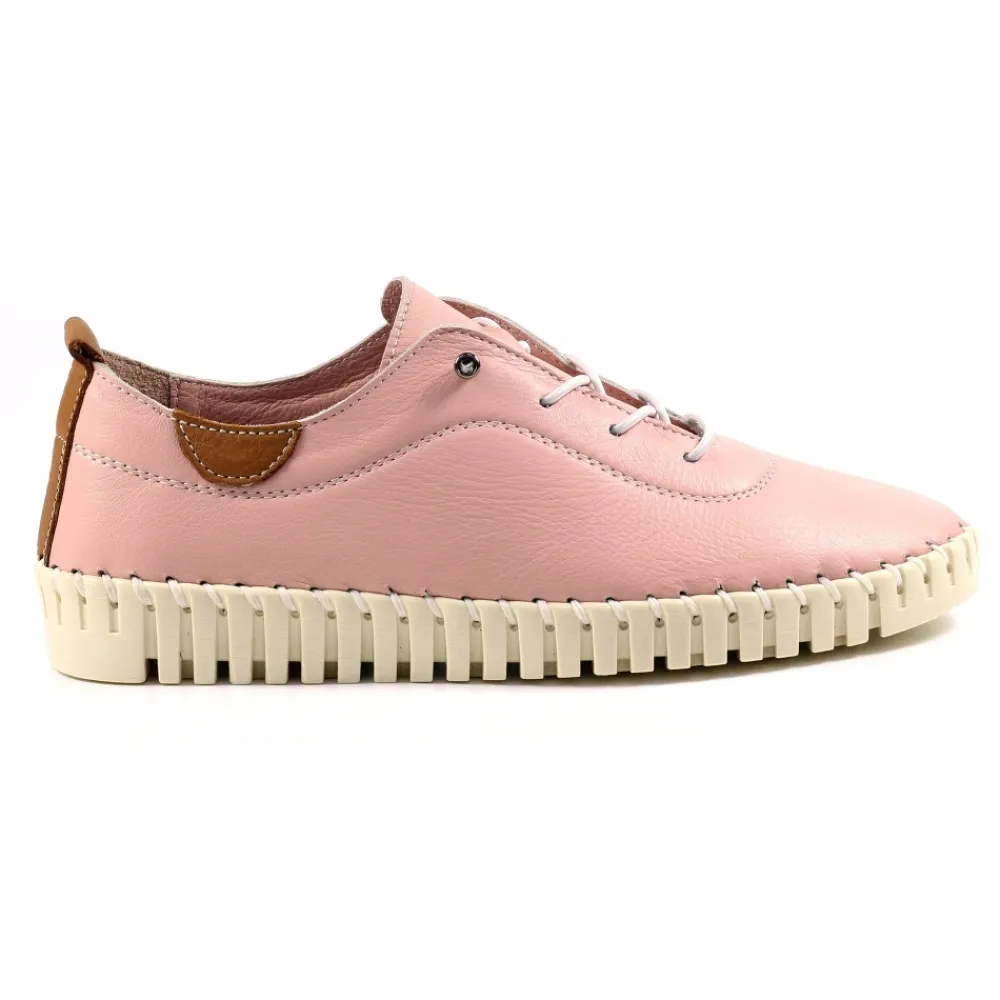 Trainers | Flats-Lunar Shoes Flamborough Pale Pink Leather Shoe