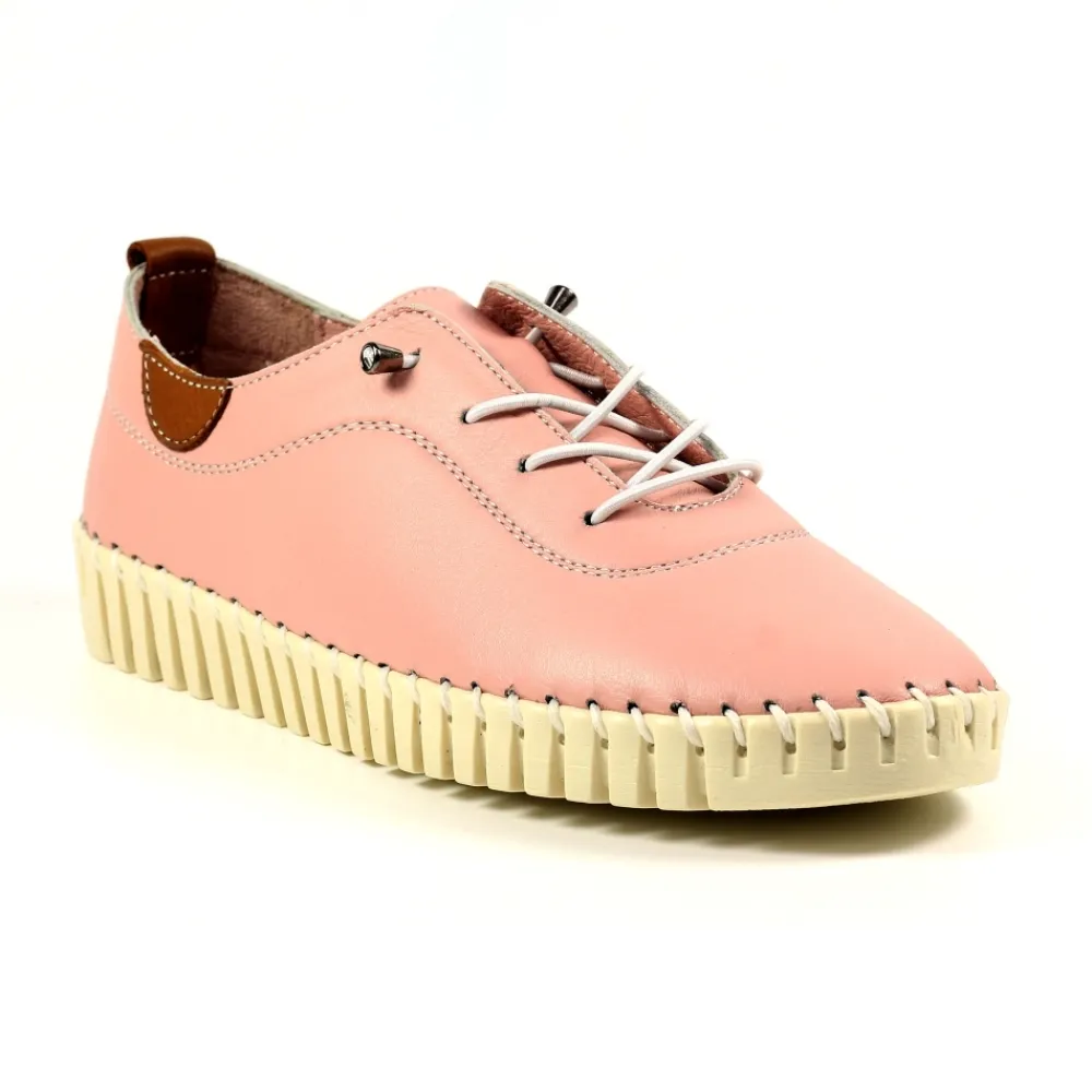 Trainers | Flats-Lunar Shoes Flamborough Pale Pink Leather Shoe