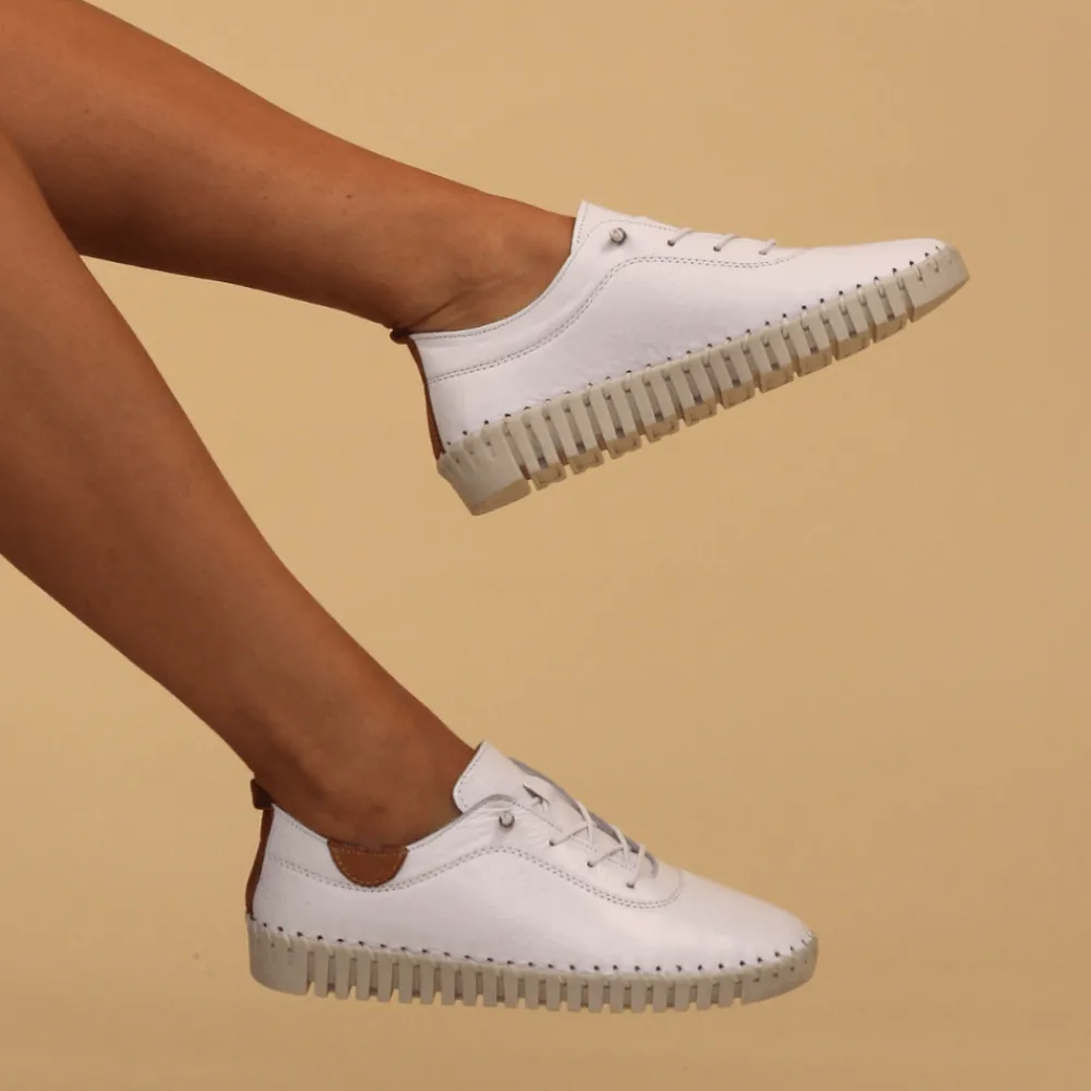 Trainers | Flats-Lunar Shoes Flamborough White Leather Shoe