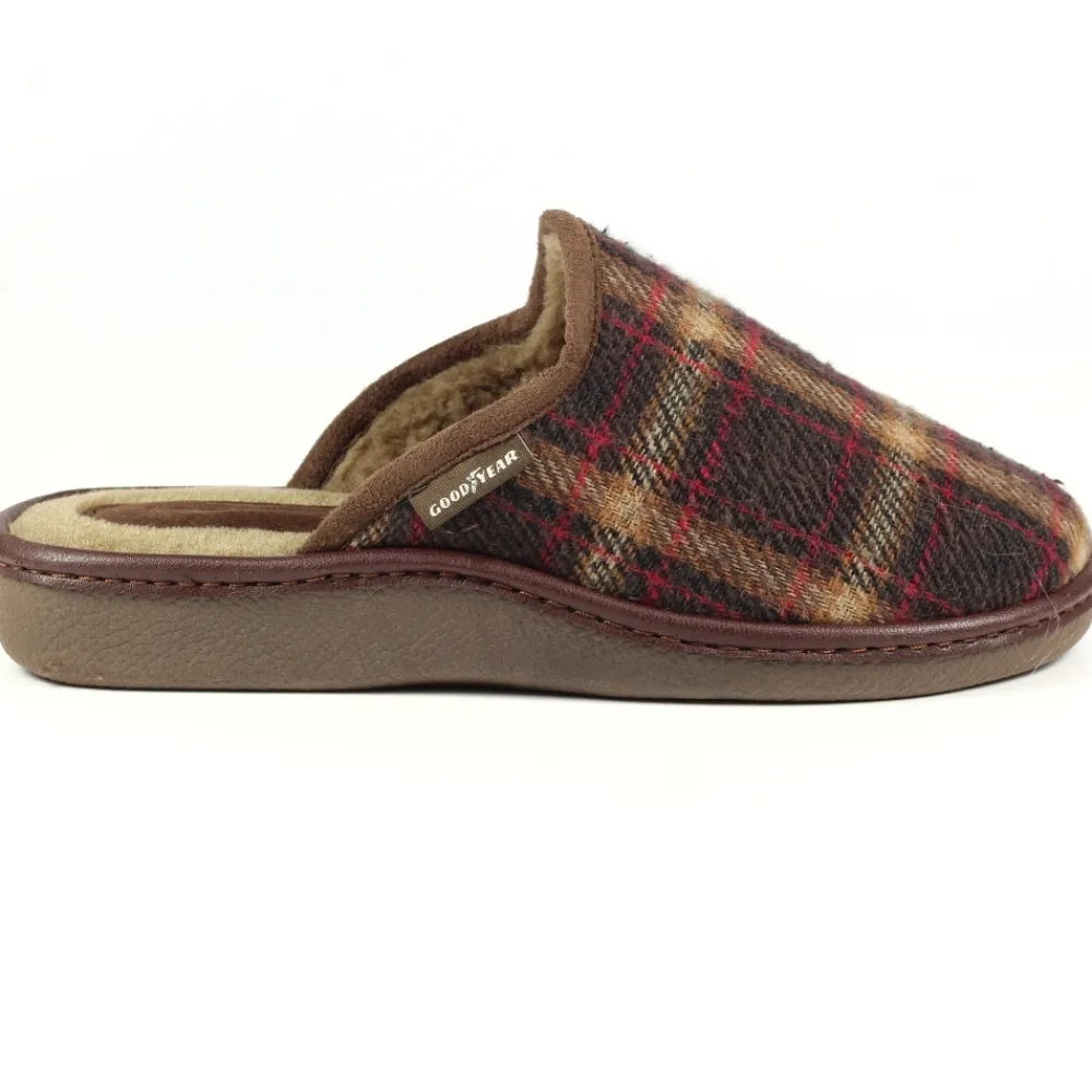 Mens Slippers-Lunar Shoes Frank Brown Mule Slipper