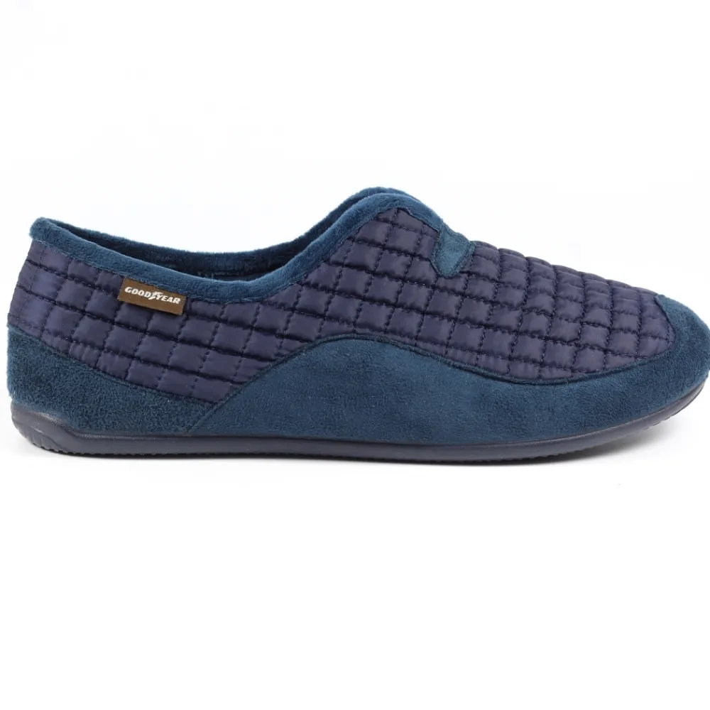 Mens Slippers-Lunar Shoes Future Blue Quilted Full Slipper