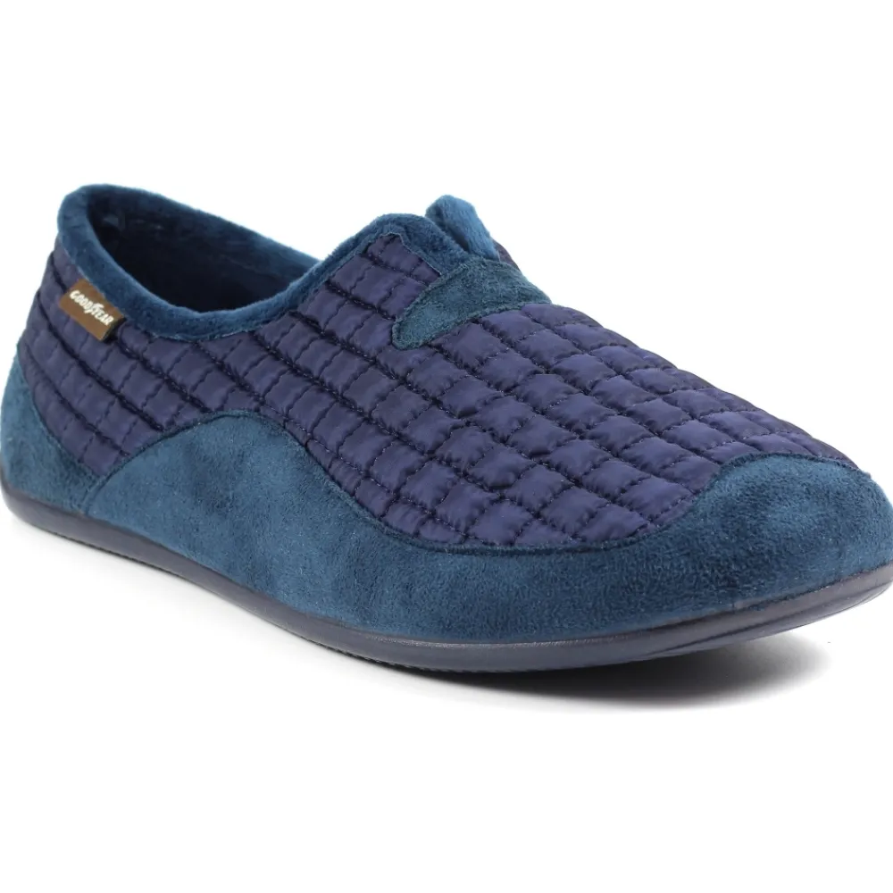 Mens Slippers-Lunar Shoes Future Blue Quilted Full Slipper