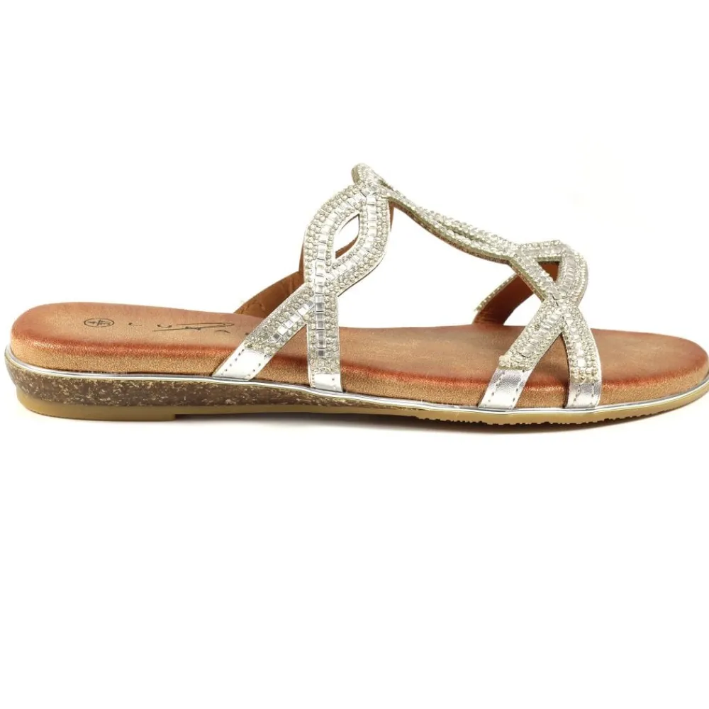 Mules-Lunar Shoes Gabriella Silver Gemstone Mule Sandal