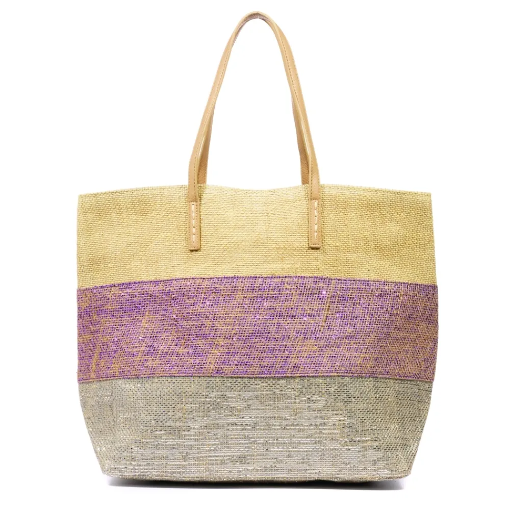 Beach-Lunar Shoes Glimour Multi Purple Stripe Beach Bag