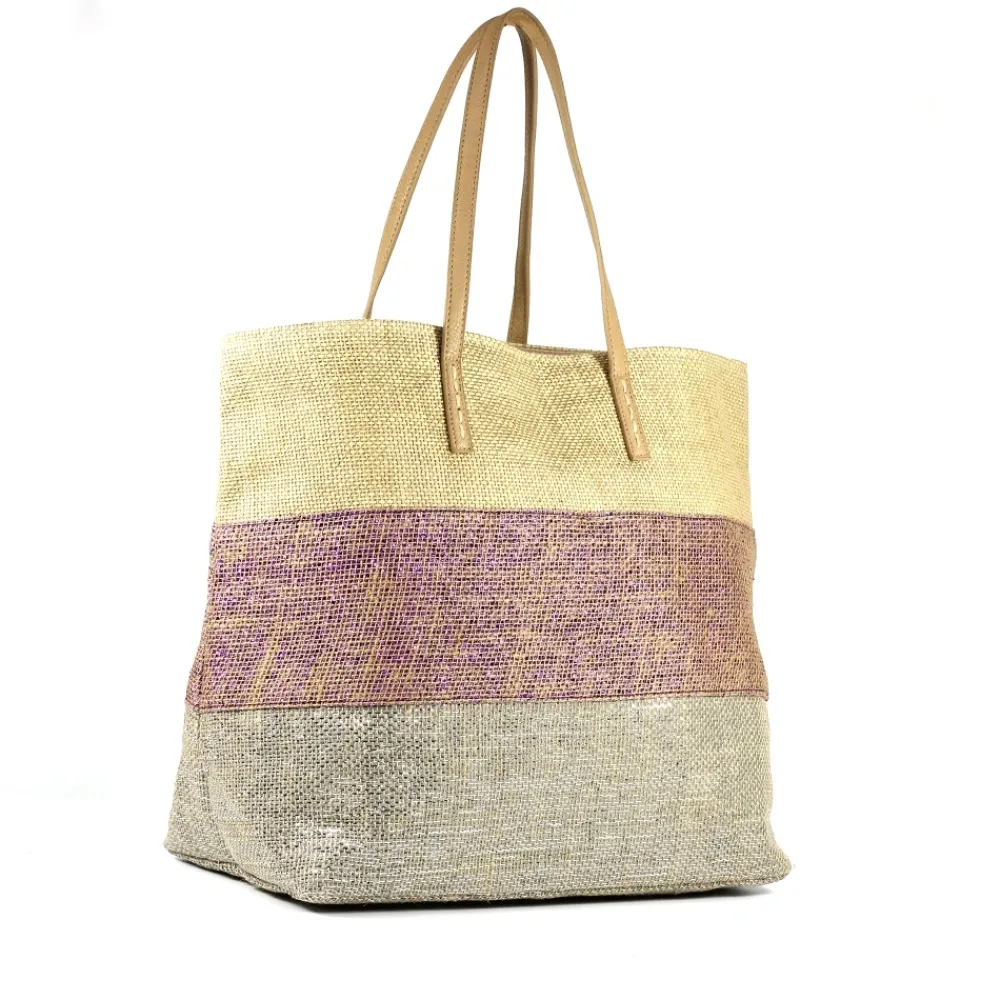 Beach-Lunar Shoes Glimour Multi Purple Stripe Beach Bag