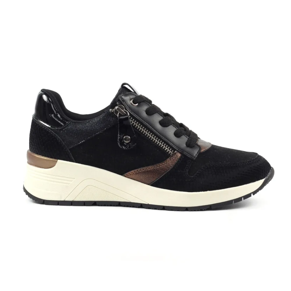 Trainers | Wedges-Lunar Shoes Hazel Black Wedge Trainer