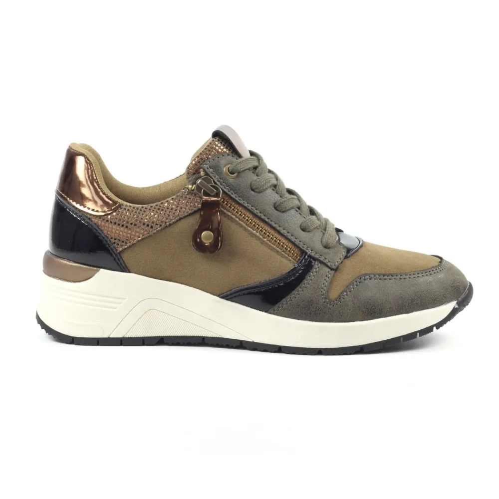 Trainers | Wedges-Lunar Shoes Hazel Khaki Wedge Trainer