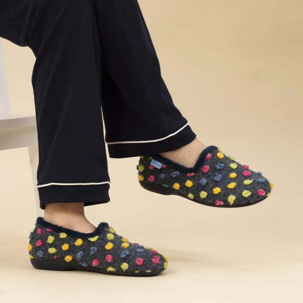 Pump | Slip-on-Lunar Shoes Helix Blue Polka Dot Slipper