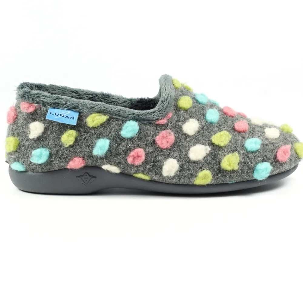 Pump | Slip-on-Lunar Shoes Helix Grey Polka Dot Slipper