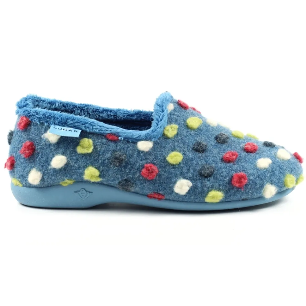 Pump | Slip-on-Lunar Shoes Helix Mid Blue Polka Dot Slipper