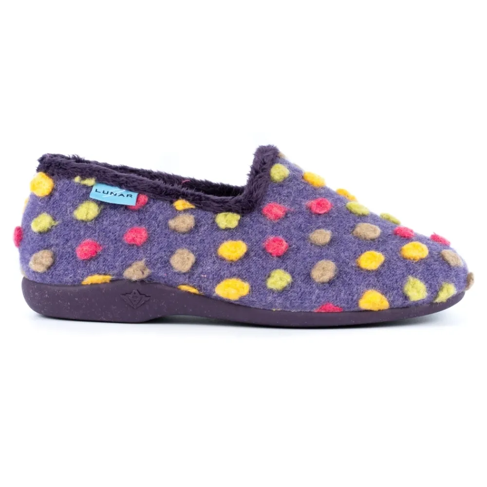 Pump-Lunar Shoes Helix Purple Polka Dot Slipper