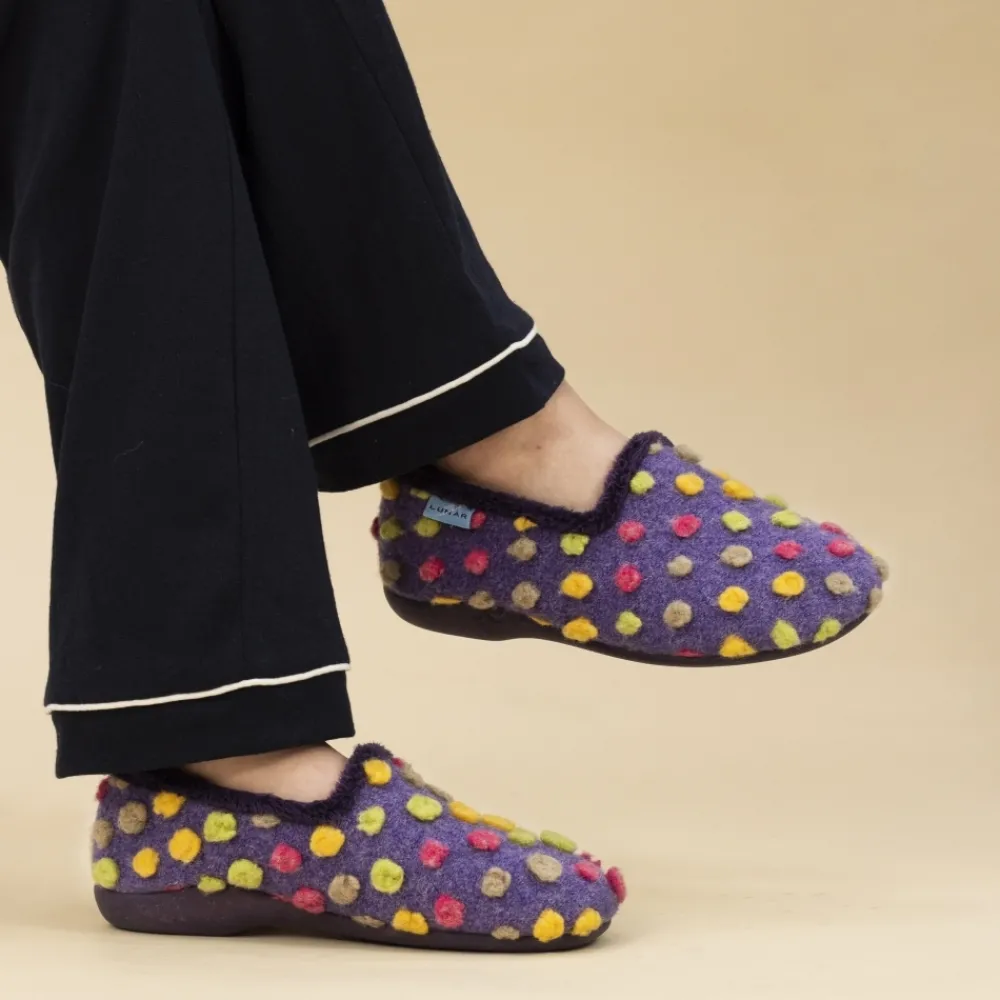 Pump-Lunar Shoes Helix Purple Polka Dot Slipper