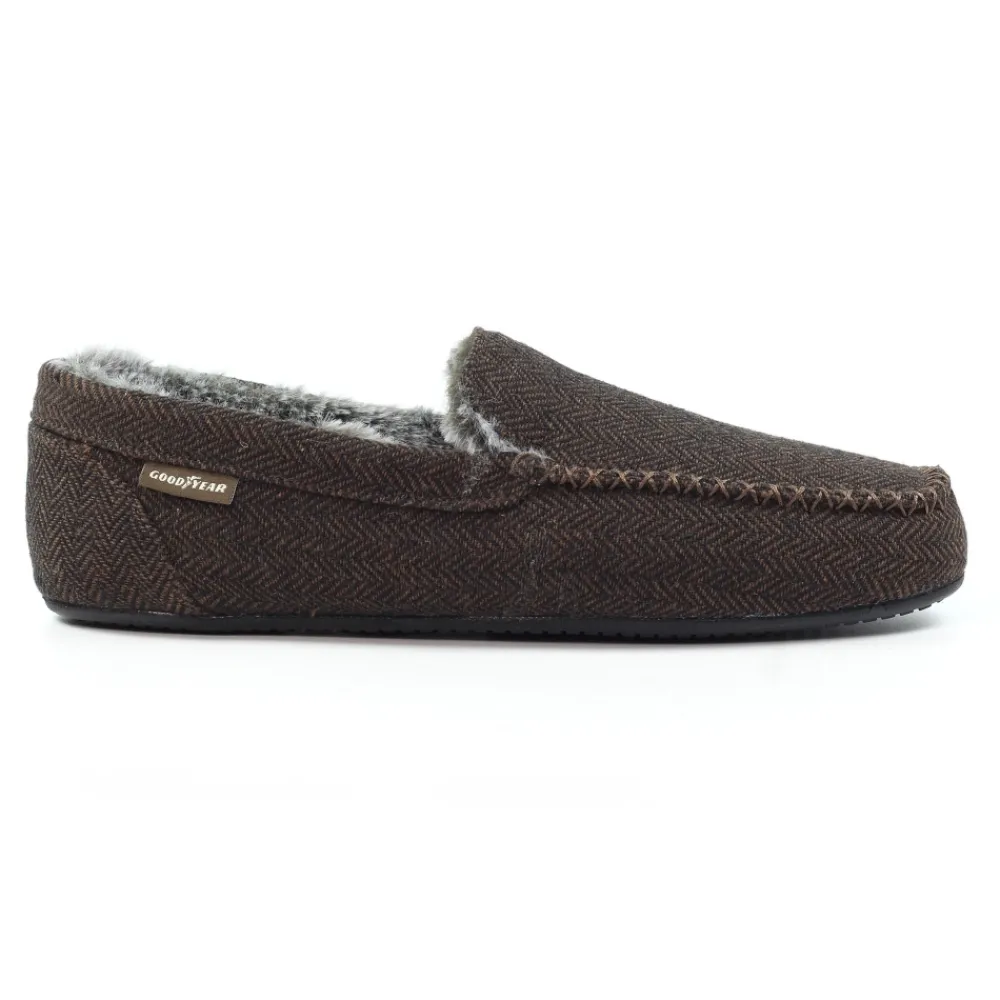 Mens Slippers-Lunar Shoes Hendrix Brown Slipper