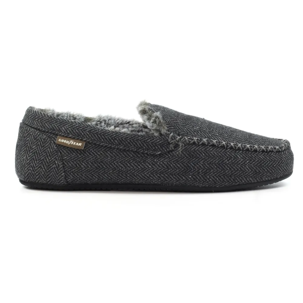 Mens Slippers-Lunar Shoes Hendrix Grey Slipper