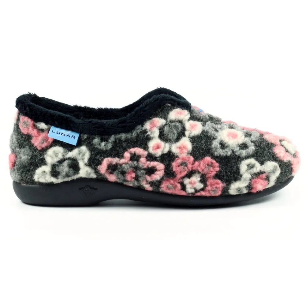 Slip-on-Lunar Shoes Hippy Black Flower Full Slipper