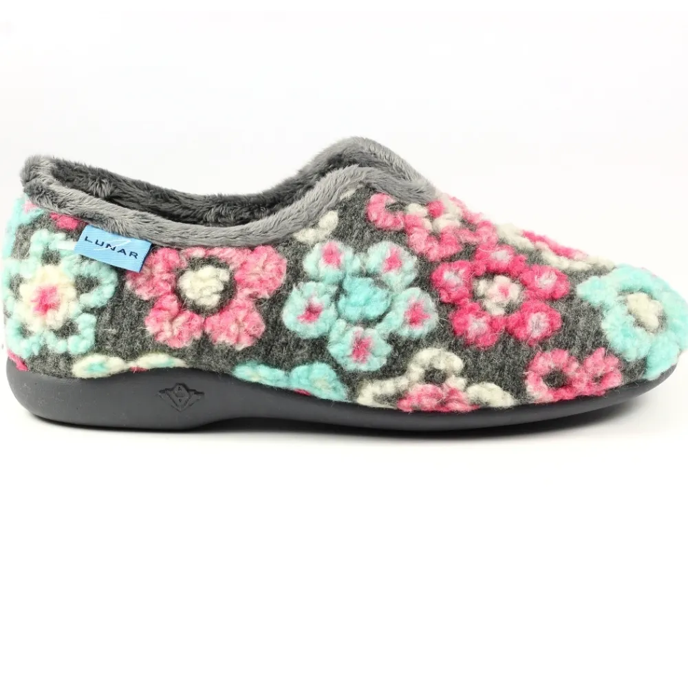 Slip-on-Lunar Shoes Hippy Grey Flower Full Slipper