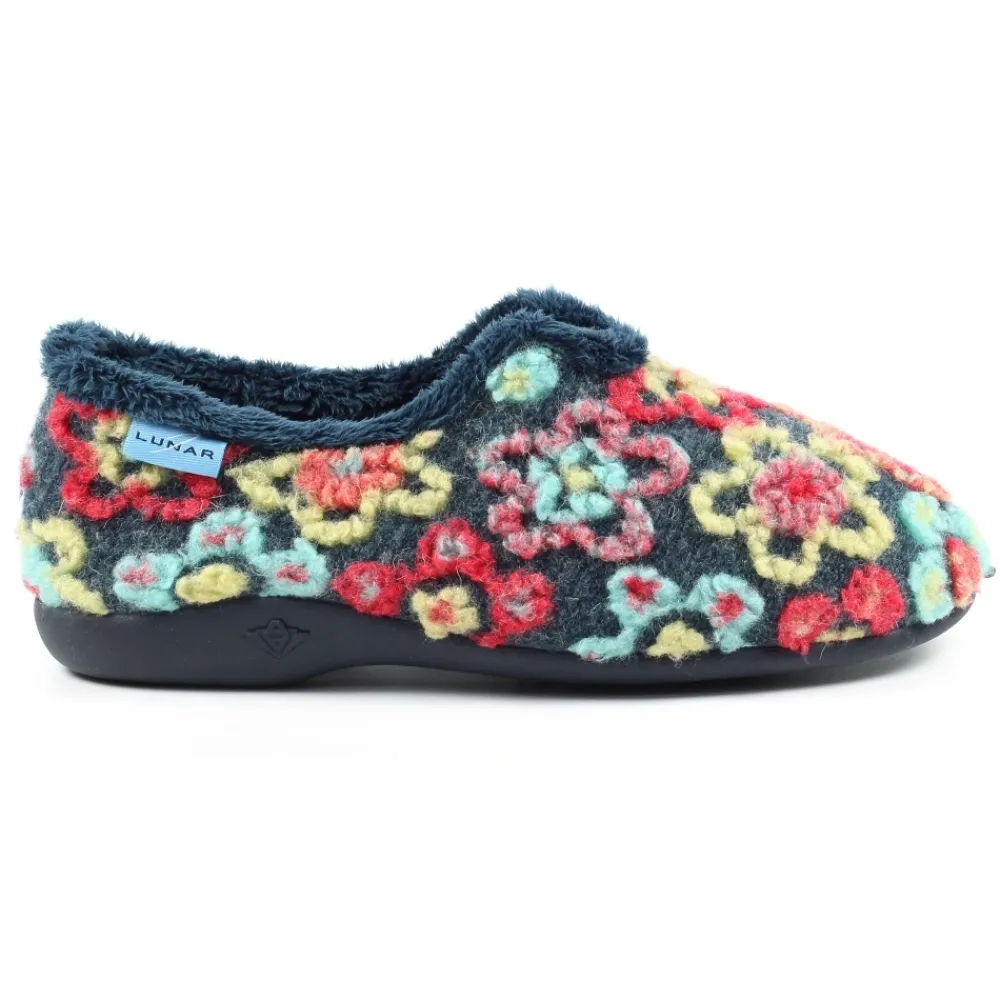 Slip-on-Lunar Shoes Hippy Navy Flower Full Slipper