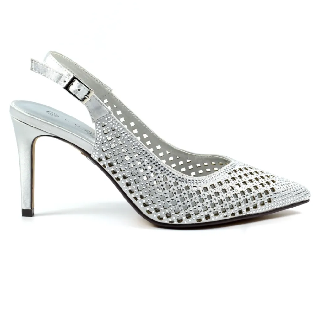 Shoes & Matching Bags | High Heels-Lunar Shoes Jai Silver Slingback Shoe