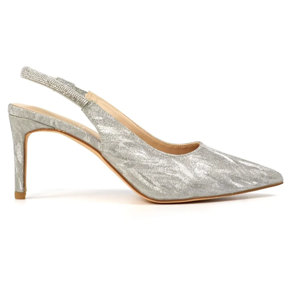 Shoes & Matching Bags | High Heels-Lunar Shoes Janine Silver Slingback Heel