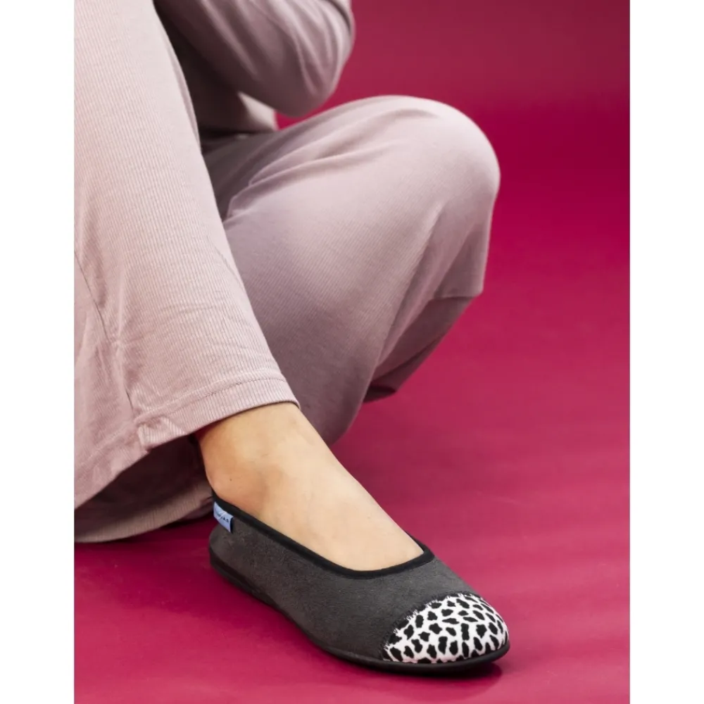 Pump | Slip-on-Lunar Shoes Jessie Grey Leopard Pump Slipper