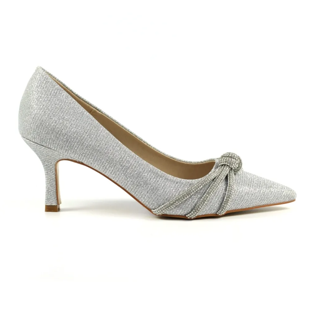 Shoes & Matching Bags | Low Heels-Lunar Shoes Kalina Silver Court Shoe