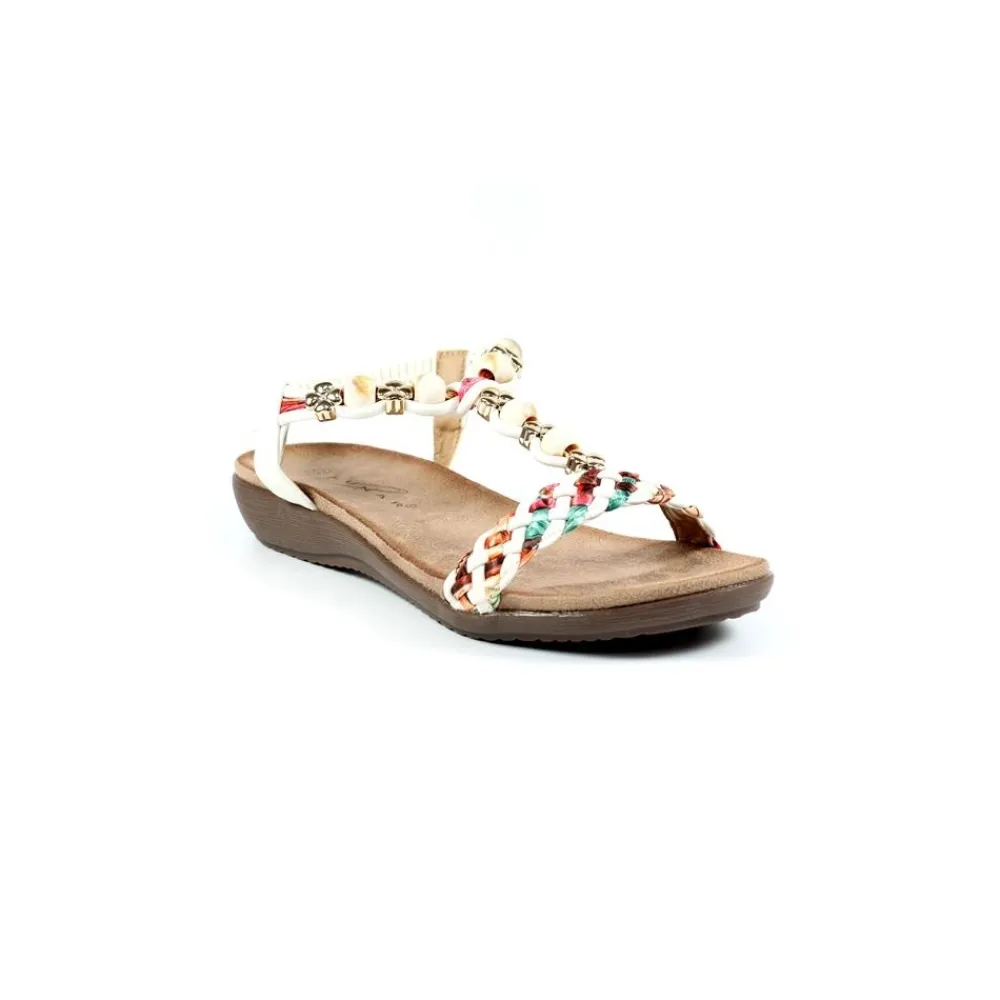 Elasticated-Lunar Shoes Larissa White Sandal