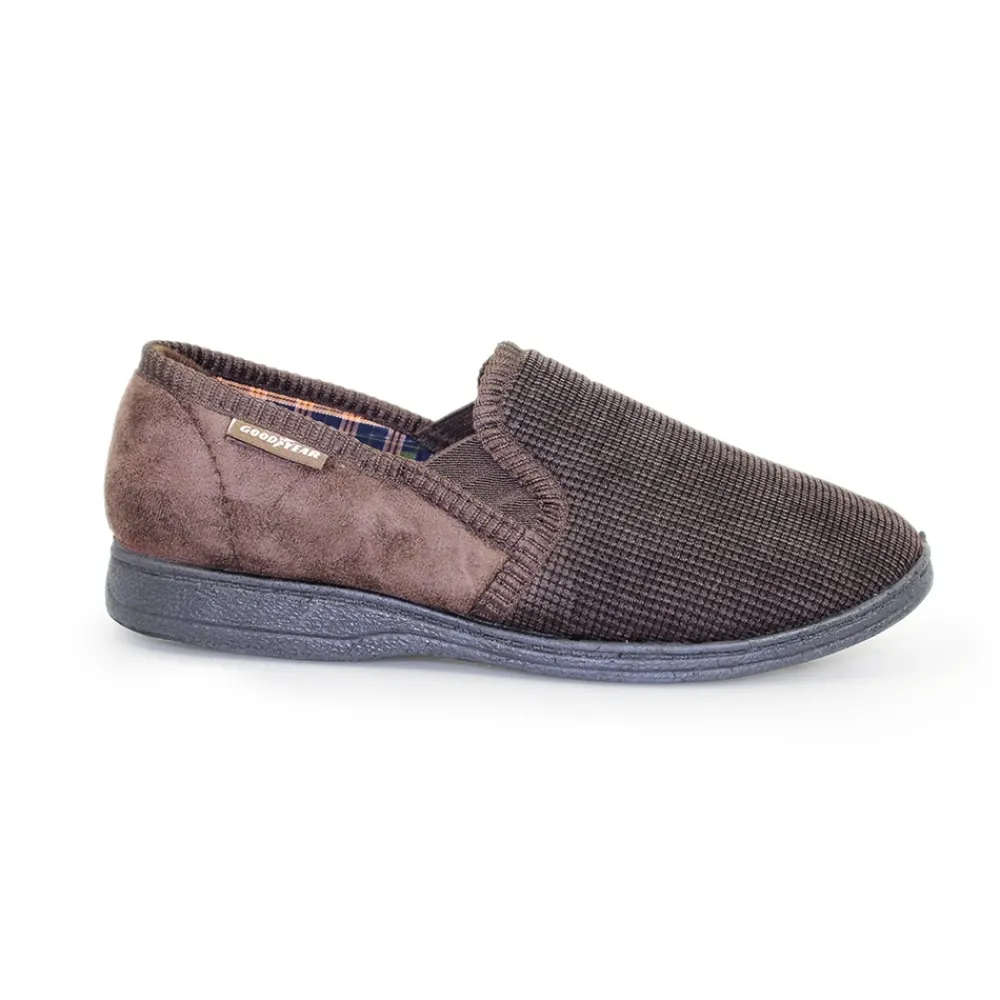 Mens Slippers-Lunar Shoes Mallory Brown Gents Slipper