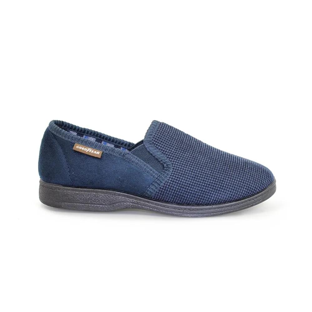 Mens Slippers-Lunar Shoes Mallory Navy Gents Slipper