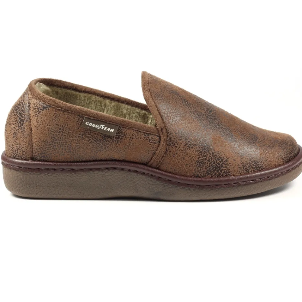 Mens Slippers-Lunar Shoes Manor Brown Full Slipper