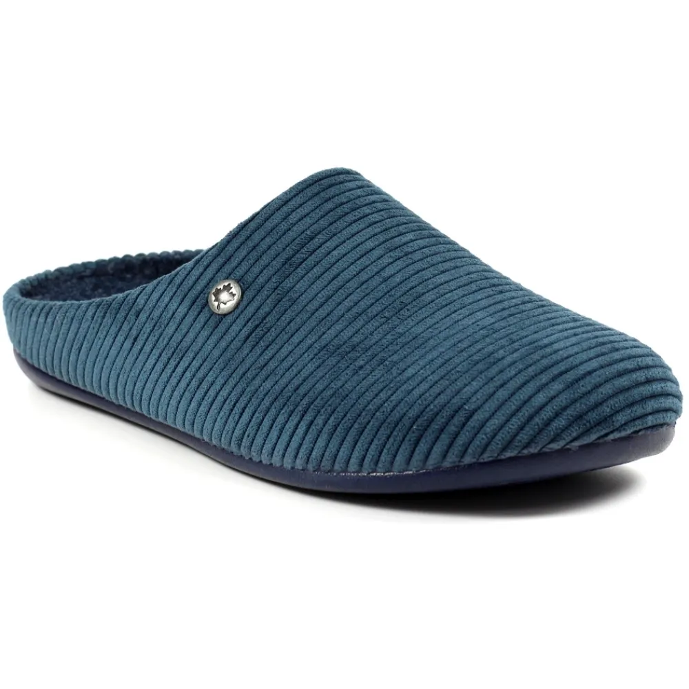 Mens Slippers-Lunar Shoes Marlow Blue Slipper