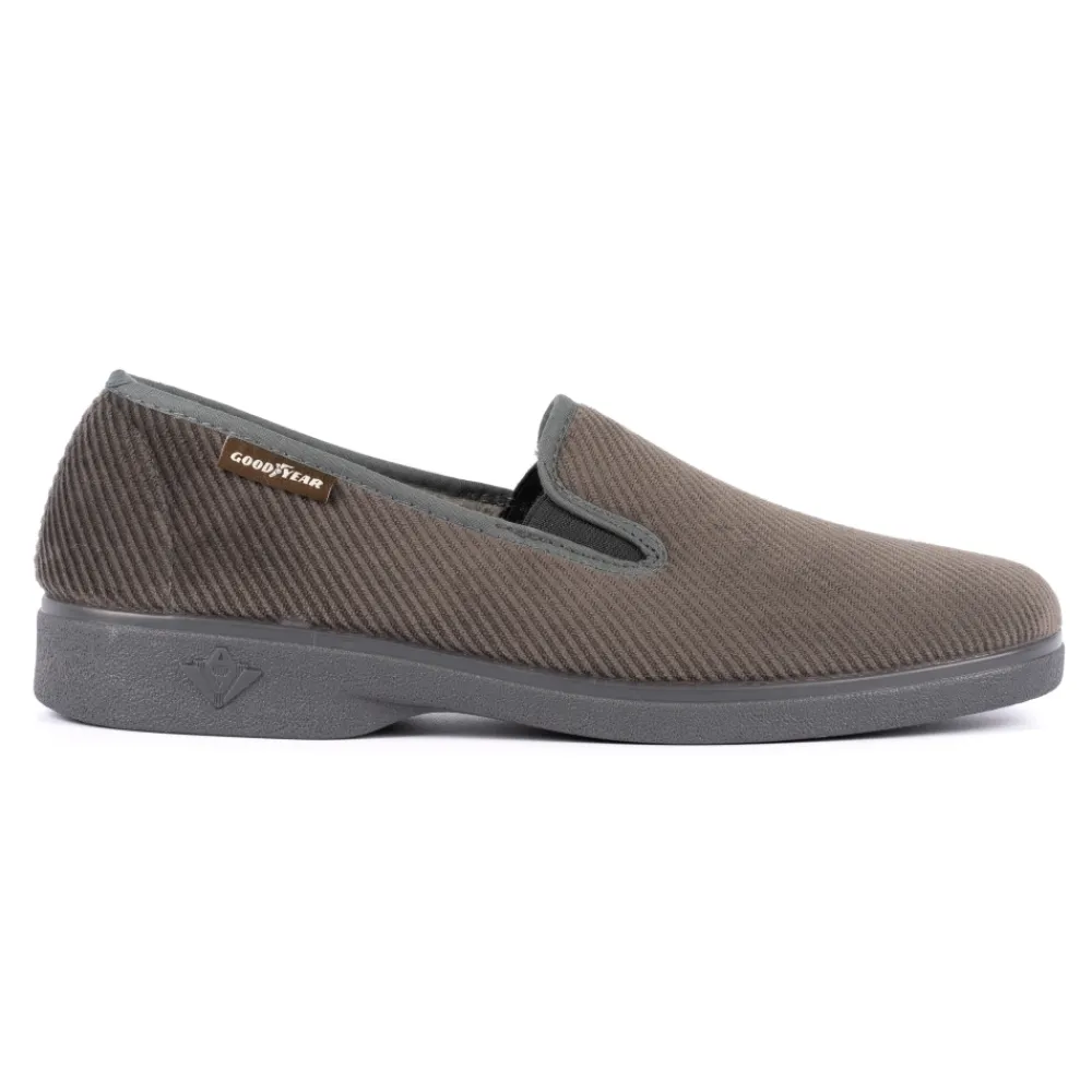 Mens Slippers-Lunar Shoes Marshall Grey Full Slipper