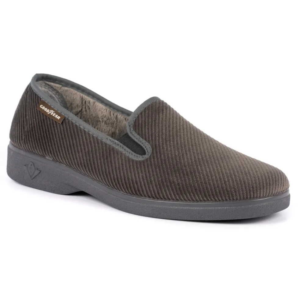 Mens Slippers-Lunar Shoes Marshall Grey Full Slipper