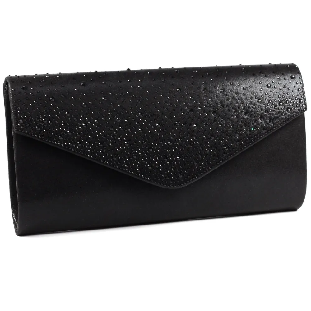 Shoes & Matching Bags | Clutch-Lunar Shoes Nara Black Satin Clutch Bag