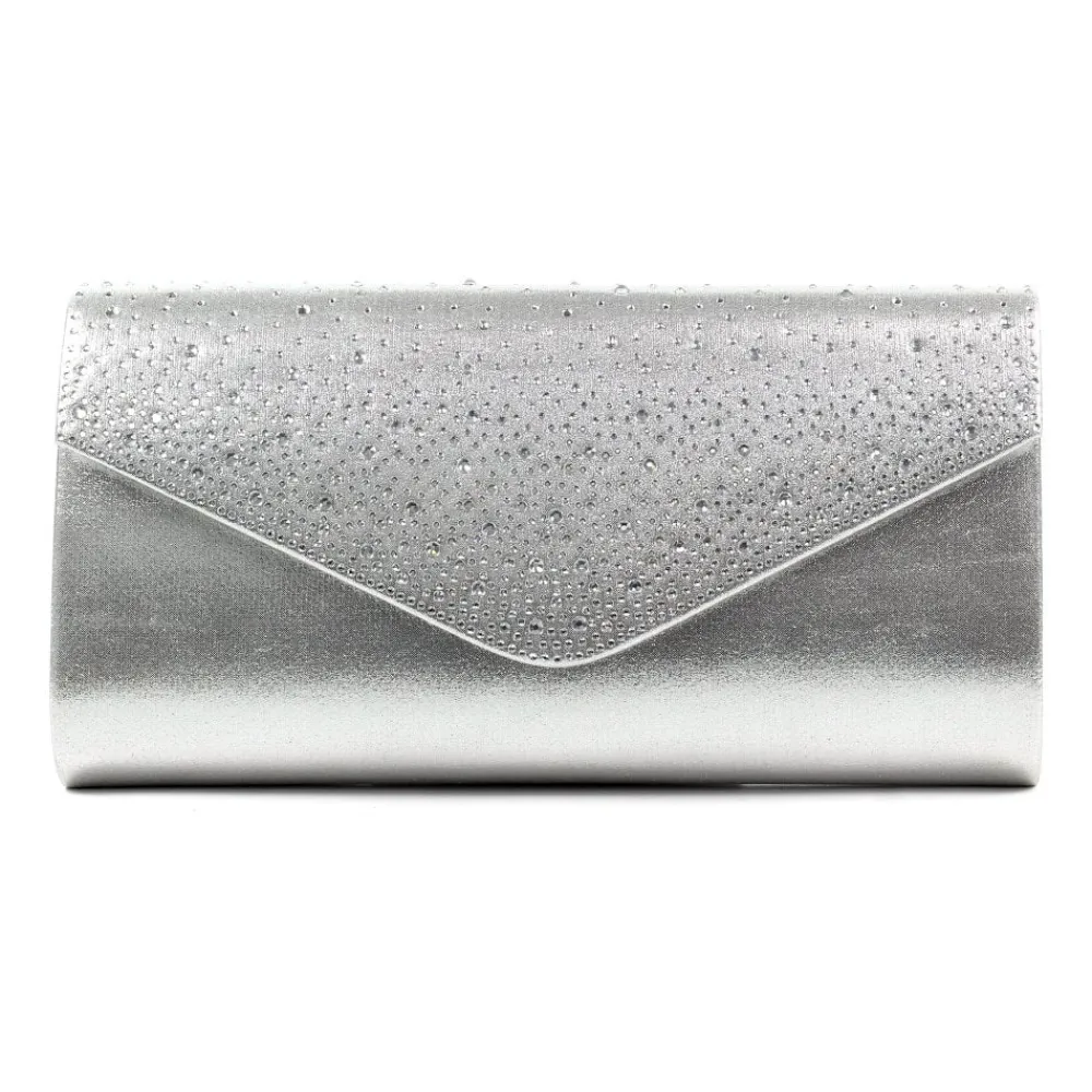 Shoes & Matching Bags | Clutch-Lunar Shoes Nara Silver Satin Clutch Bag